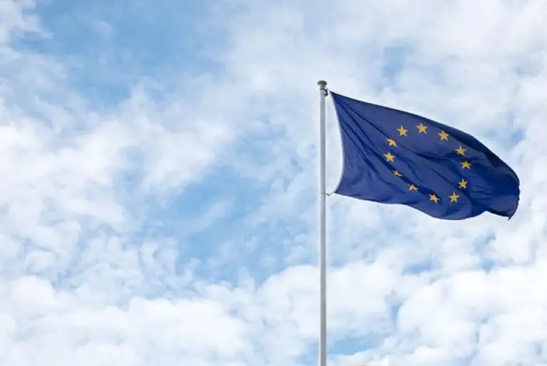 EU Flag + sky background