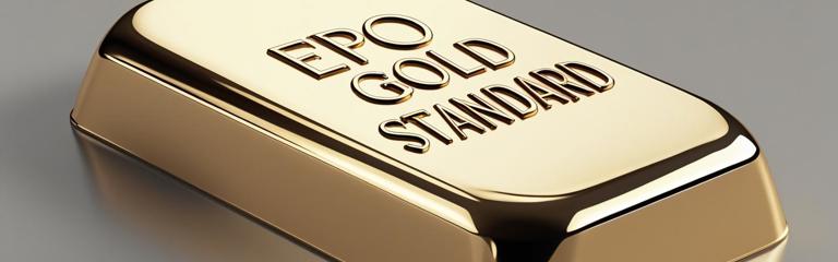 gold ingot with the words epo gold standard embossed on it