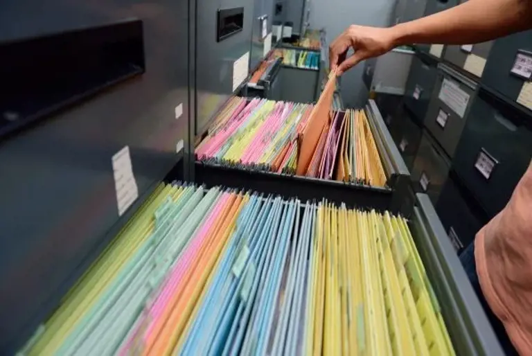 Files in a cabinet