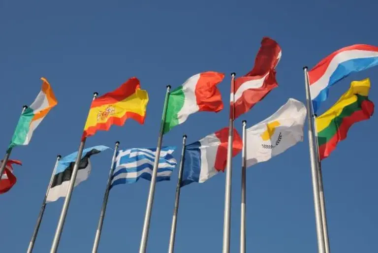 Flags blowing in the wind