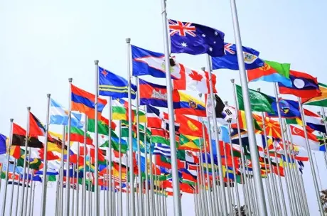 World national flags flying