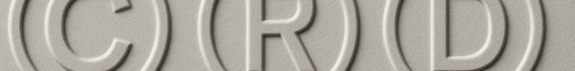 Embossed Copyright, Registered Trade Mark, and Design symbols