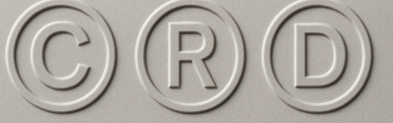 Embossed Copyright, Registered Trade Mark, and Design symbols