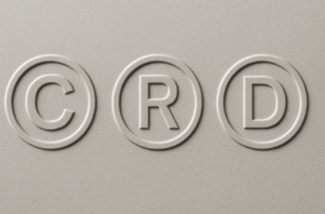 Embossed Copyright, Registered Trade Mark, and Design symbols