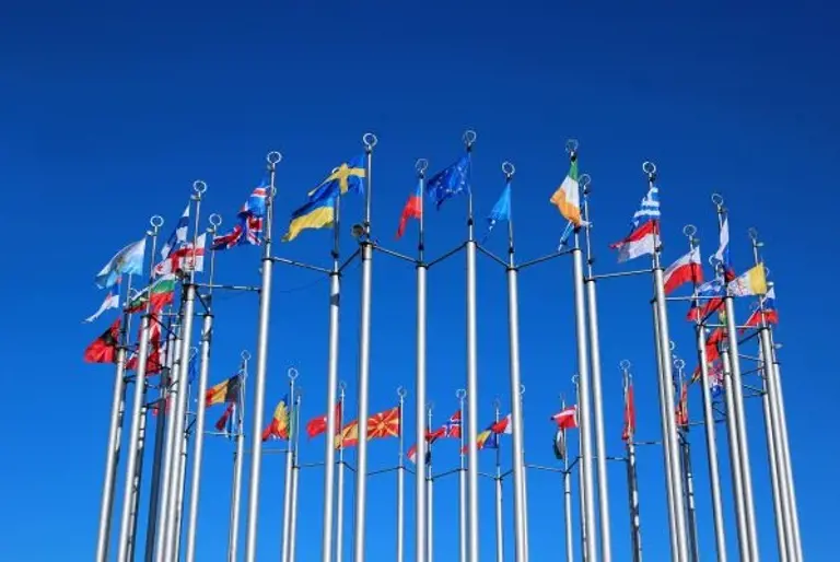 National flags waving